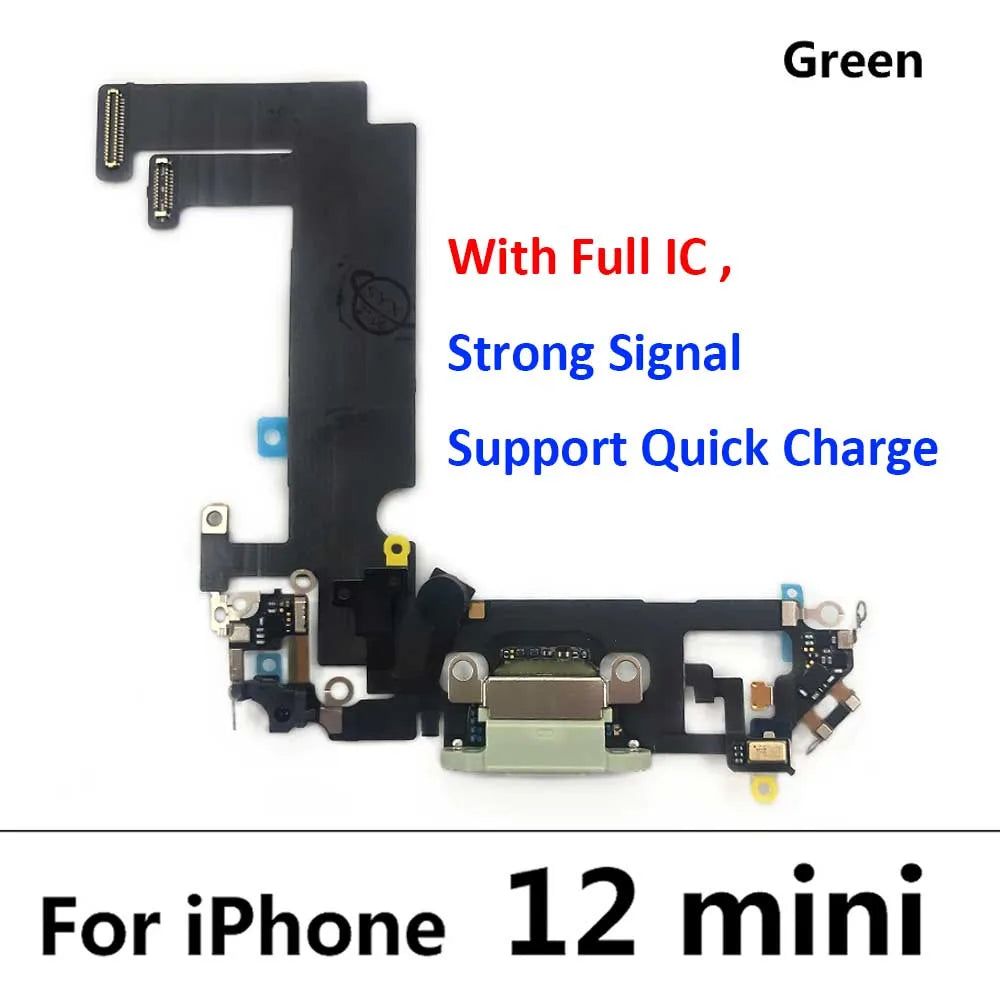 New USB Charging Port Charger Board Flex Cable For iPhone 12 Pro Max 12 mini Dock Plug Connector With Microphone iPhone phone repair parts