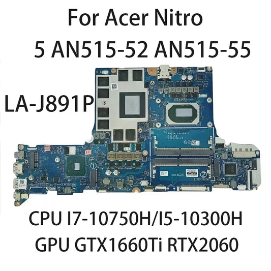 Laptop Motherboard LA-J891P For Acer Predator PH315-53 Nitro 5 AN515-52 With CPU i5-10300H i7-10750H GPU RTX2060 6G 100% Tested Acer laptop repair parts