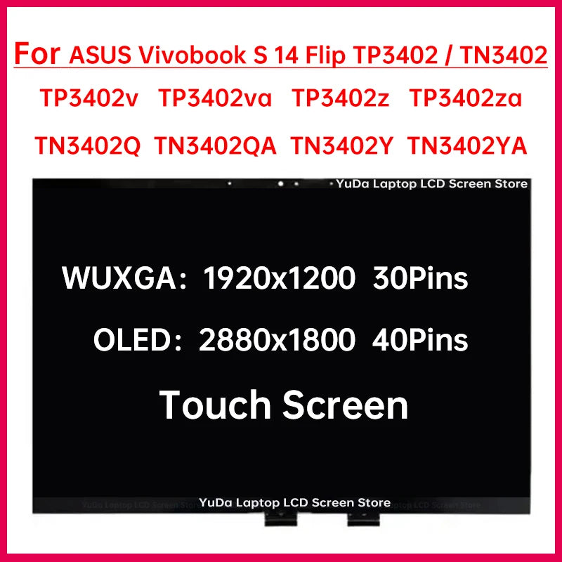 14" Touch Screen For Asus Vivobook S 14 Flip TP3402 TN3402 TP3402v TP3402za TN3402Q TN3402YA LCD Digitizer Assembly Replacement ASUS laptop repair parts