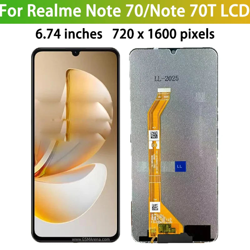 6.74' IPS LCD For Realme Note 70 LCD Display Touch Screen Digitizer Assembly For Realme Note 70T RMX5313 LCD Replacement Oppo phone repair parts Realme phone repair parts