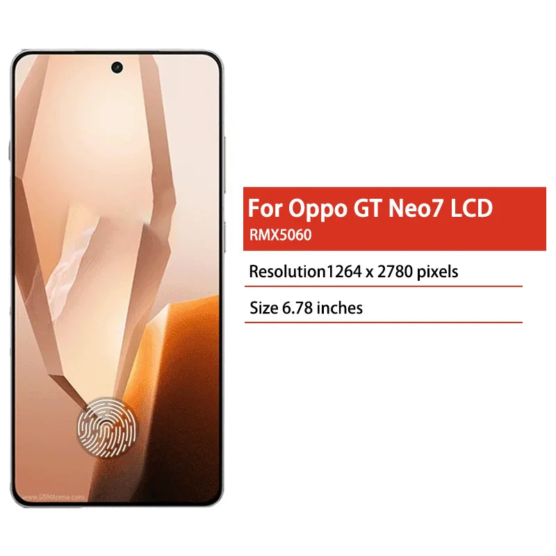 6.78" AMOLED 120Hz For Realme Neo7 Neo 7 RMX5060 LCD Display Screen+Touch Digitizer For Realme GT Neo7 Neo 7 Display Replacement Oppo phone repair parts Realme phone repair parts