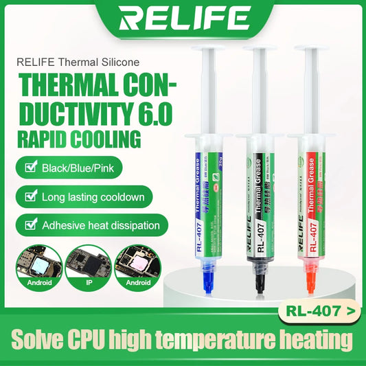 RELIFE RL-407 Thermal Silica CPU Cooling Paste CPU PCB Electronic Components Cooling General Thermal Silicone Silicone Paste Professional Repair Tools