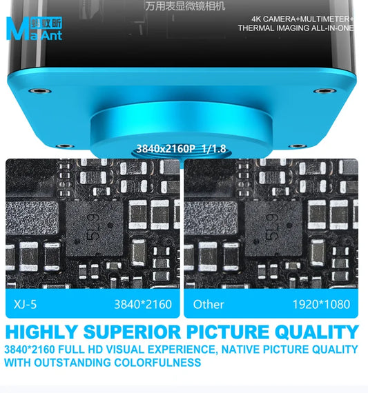 MaAnt XJ-5 4K Multimeter Microscope Camera Thermal Imaging 3-in-1 USB HDMI Digital Magnifier for Mobile Phone Motherboard Repair Professional Repair Tools