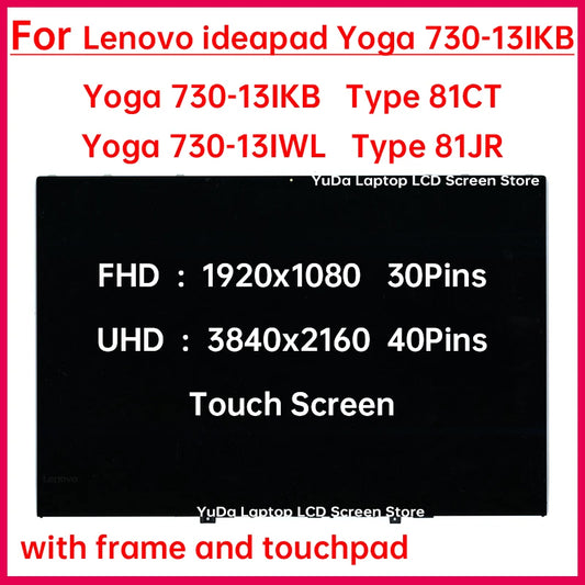 13.3 Inch Laptop LCD Touch Screen For Lenovo ideapad Yoga 730-13IKB Lenovo Yoga 730-13IWL Display Digitizer Assembly Replacement Lenovo laptop repair parts