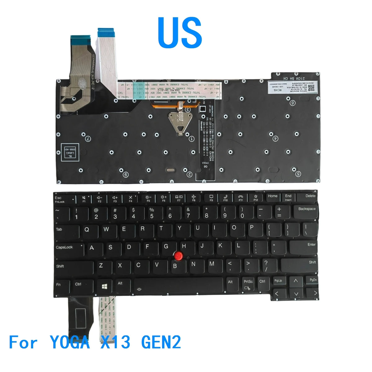 New US Language  Backlit Keyboard For Lenovo Thinkpad YOGA X13 GEN2 Notebook PC Replacement Keyboard Lenovo laptop repair parts