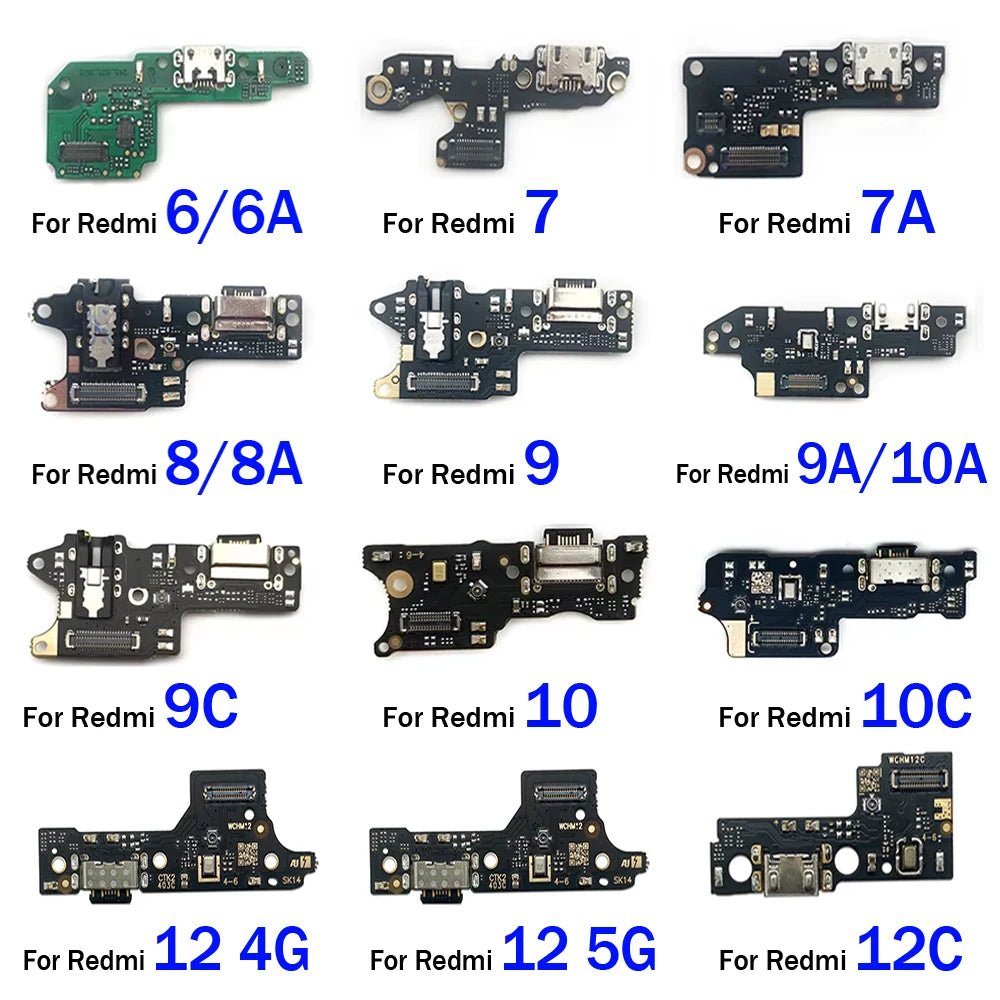 USB Charging Port Micro Dock Connector Board Flex Cable For Xiaomi Redmi 6 6A 7 7A 8 8A 9 9A 9C 10 10A 10C 12 12C 13C 4G 5G  Xiaomi  Xiao mi phone repair parts