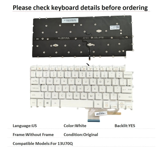 New US Language  Backlit Keyboard For LG 13U70Q Notebook PC Replacement Keyboard LG laptop repair parts