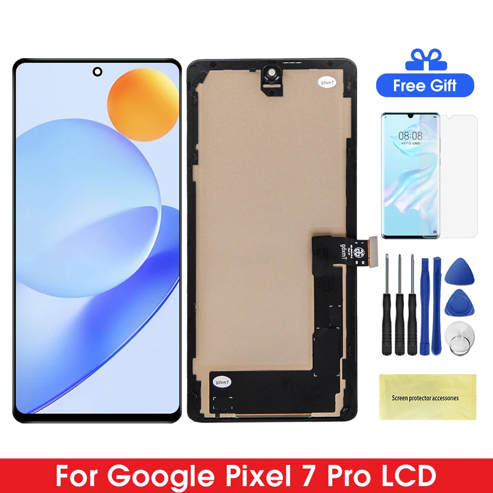Pixel 7 Pro Display Screen for Google Pixel 7 Pro GP4BC GE2AE GFE4J LCD with Frame Touch Screen Digitizer Replacement Parts Google phone repair parts
