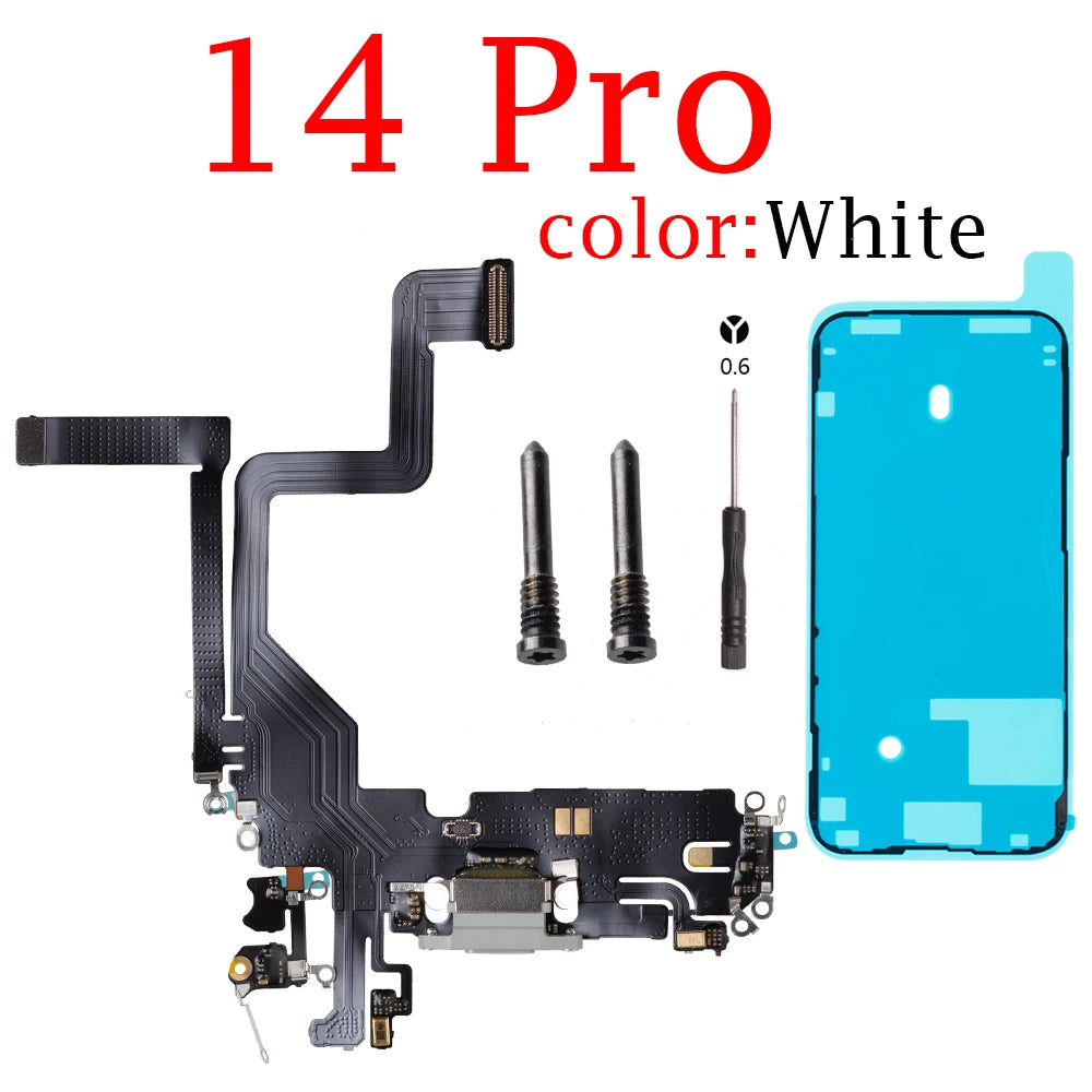 Charging USB Port Flex For iPhone 11 14 Pro Max 12 13Pro Charging Port Dock Connector Flex Cable With MicroPhone Jack Flex Cable iPhone phone repair parts