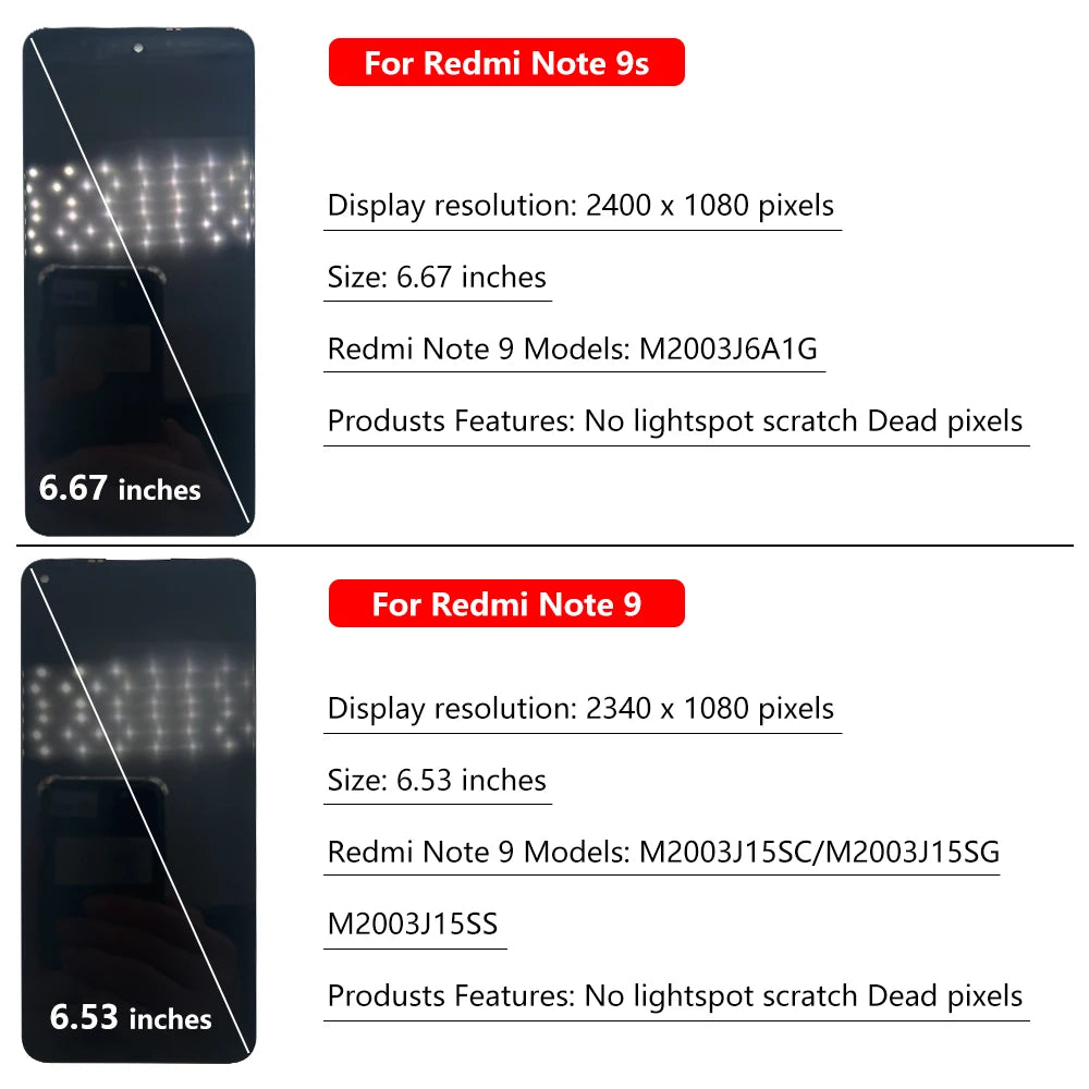 For Xiaomi Redmi Note 9 Pro 9S M2003J6A1G LCD Display Screen For Redmi  Note 9 LCD Display M2003J15SC M2003J15SG Xiaomi  Xiao mi phone repair parts