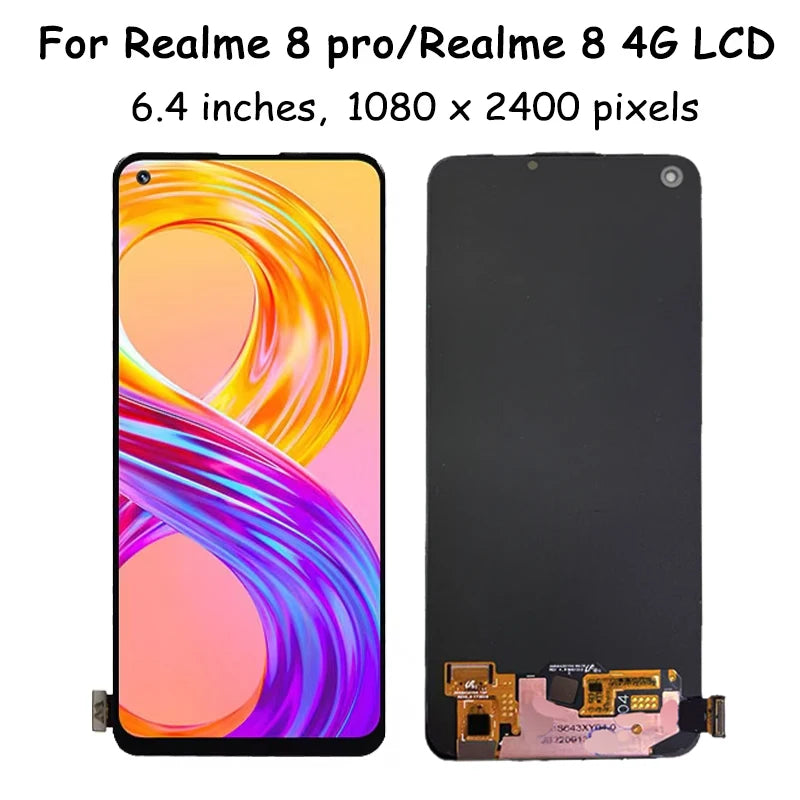 6.4"TFT/Ori For Realme 8 Pro 8Pro RMX3081 LCD Display Touch Screen Digitizer For Realme8 4G RMX308 LCD Replacement Repair Parts Oppo phone repair parts Realme phone repair parts