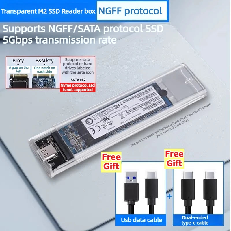 M.2 SSD NGFF/NVME to Type C USB laptop Mobile HardDisk boxes External SATA reading Portable 10/6Gbps Enclosure Adapter Laptop Accessories