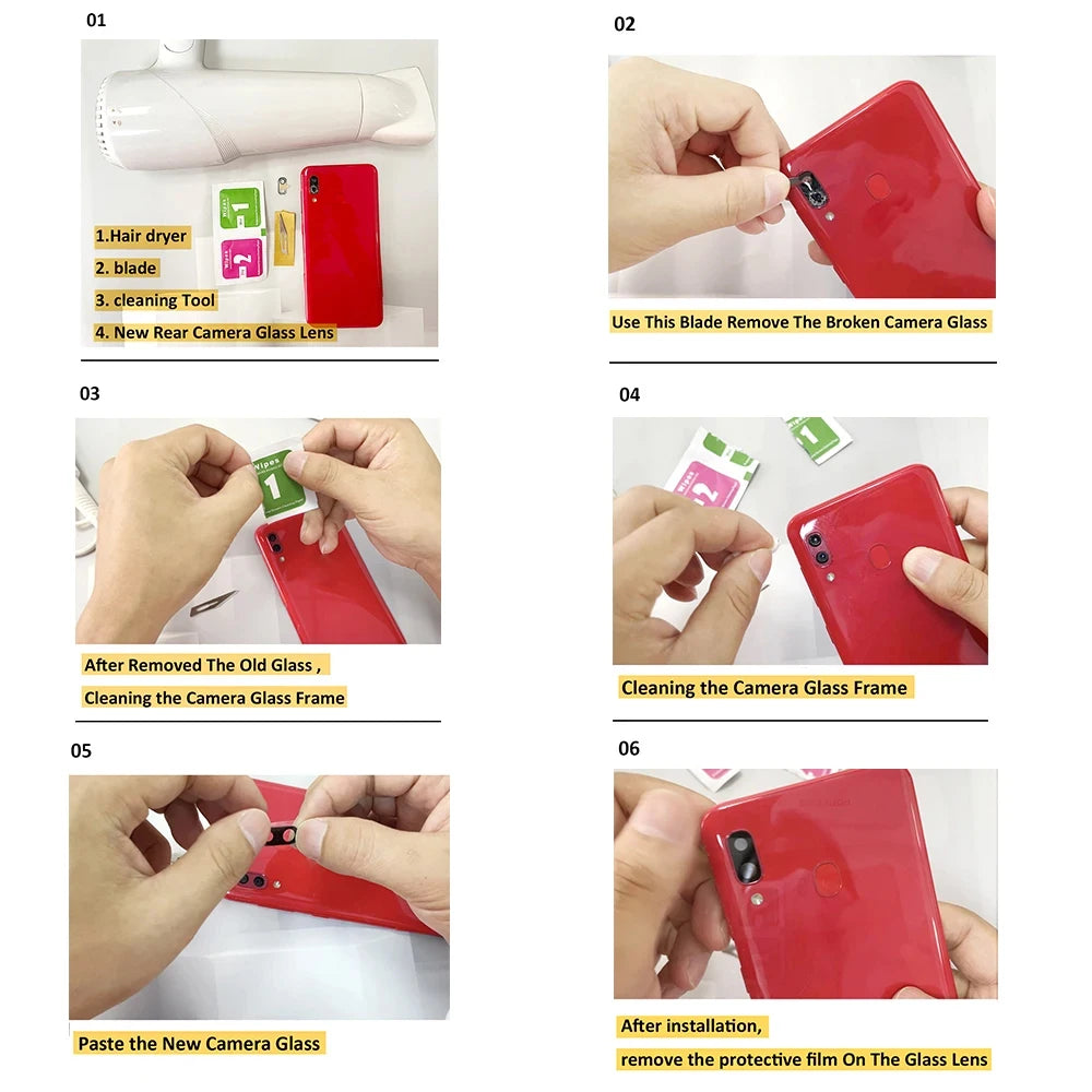 10Pcs, Back Rear Camera Glass Lens For Samsung S8 S9 S10 Plus 5G S10e Note 8 9 10 Plus Lite 20 Ultra With Adhesive Sticker Samsung phone repair parts