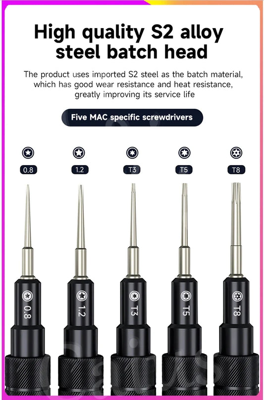 XZZ High-Quality S2 Steel Precision Screwdriver Set for Mac Notebook - Specific Tool Kit with T3 T5 T8 Heads - High Hardness Professional Repair Tools