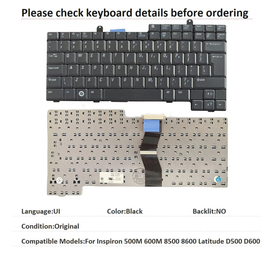 New UI Language  Keyboard For Dell Inspiron 500M 600M 8500 8600 Latitude D500 D600 Notebook PC Replacement KeyboardDell laptop repair parts