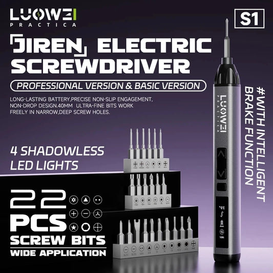 LUOWEI LW-S1/S1Pro Electric Screwdriver Type-C Charging for Mobile Phone Tablet Motherboard PCB Repair Screwdriver Set Tools Professional Repair Tools