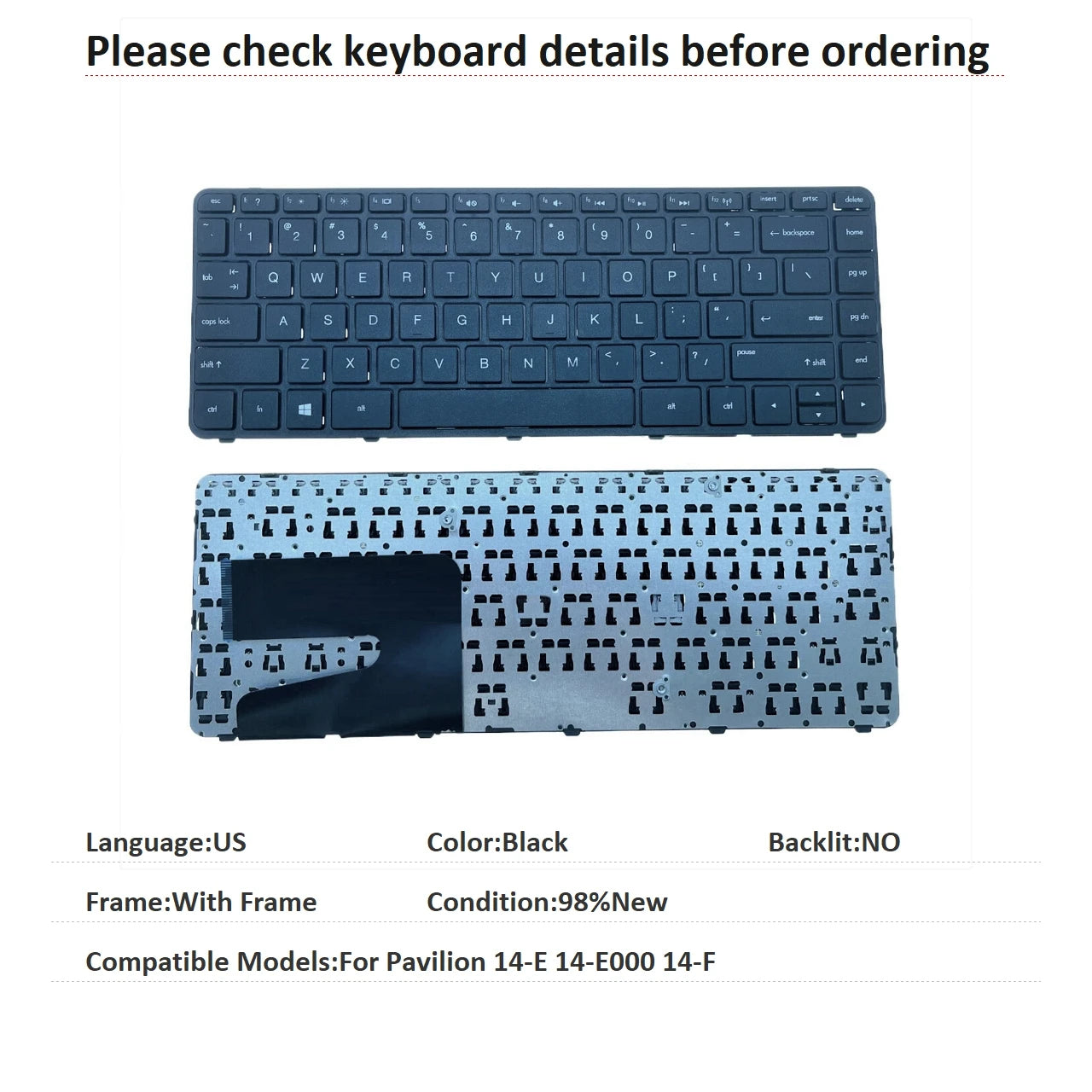New US Language  Keyboard For HP Pavilion 14-E 14-E000 14-F Notebook PC Replacement Keyboard HP laptop repair parts