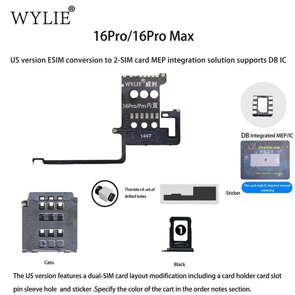 WYLIE 2Set For iPhone 17 Esim Convert to Sim Dual Card Flex Ca‮lb‬e MEP Integration Solution Support Super Snow DB IC Repair Professional Repair Tools