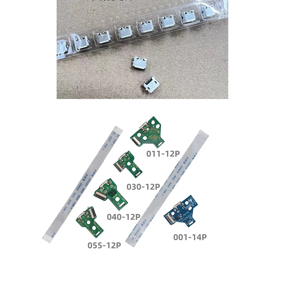100PCS JDS-055 050 001 011 030 040 14PIN 12PIN USB Charging Port Socket Power Charger Board for PS4 Slim Pro Controller  Game console repair parts