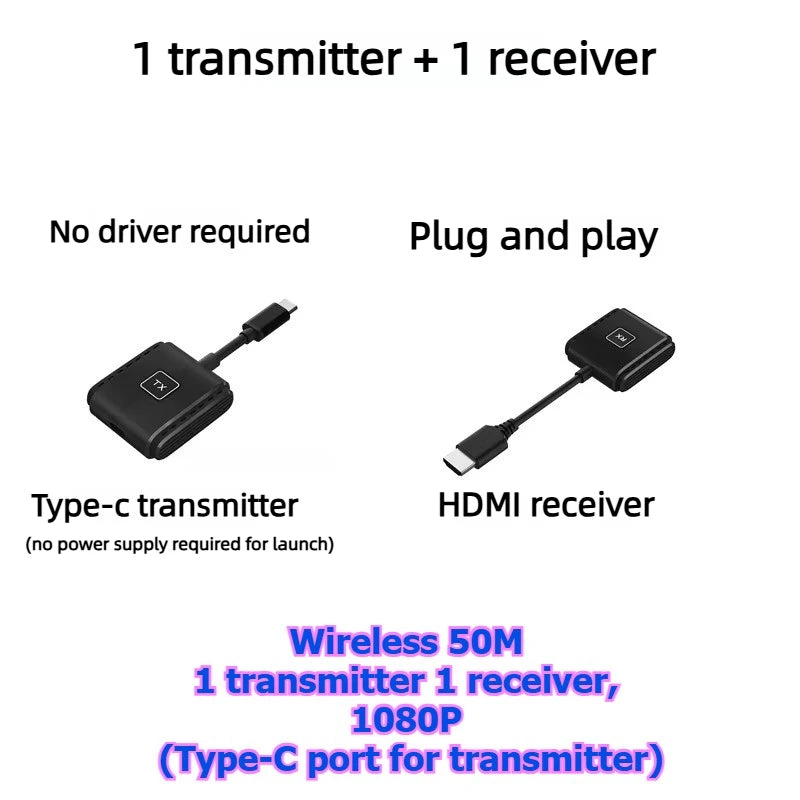 4K 1080P HDMI Wireless point-to-point Transmitter Receiver 50/100/150M Display for laptop phone monitor projector HD same screen Laptop Accessories