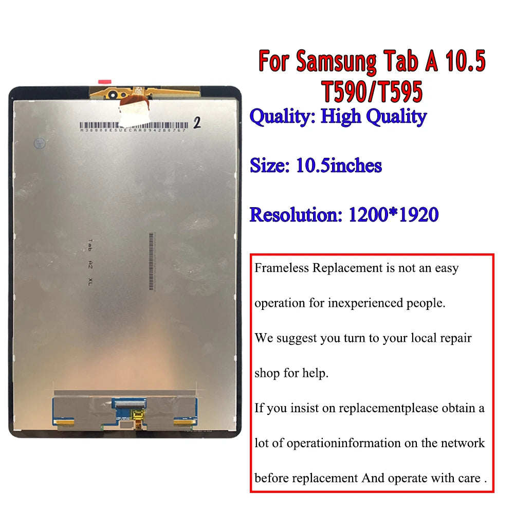10.5" High Quality For Samsung Tab A 10.5 LCD T590 Display Touch Screen Digitizer Assembly For Samsung T595 Tablet Replace Tablet repair parts