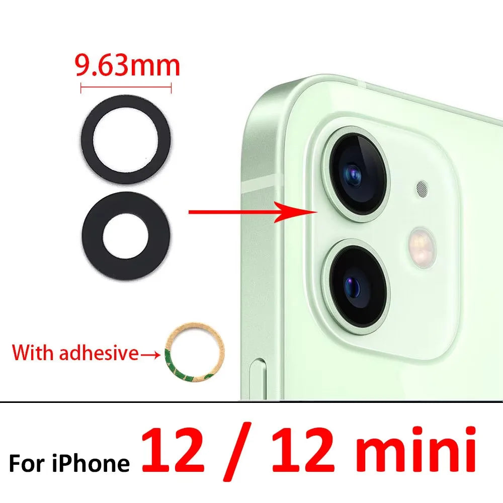 100Pcs/Lot, Rear Back Camera Glass Lens For iPhone 11 12 13 14 15 16 17 Pro Max Plus Mini With Adhesive Sticker iPhone phone repair parts