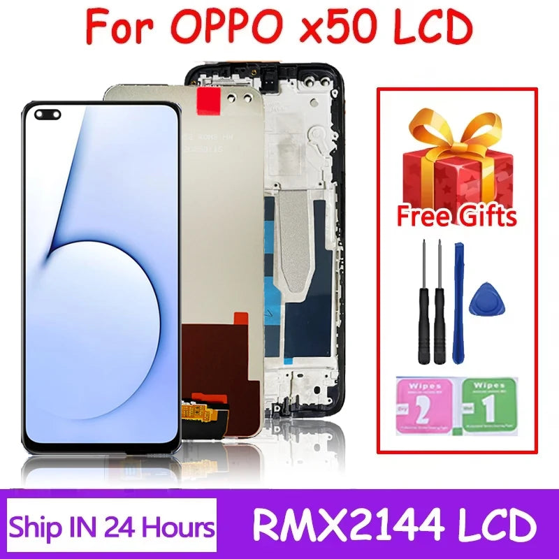 X50m 5G Display Screen For Oppo Realme X50 5G RMX2144 LCD Display Touch Digitizer Screen Panel Assembly Replacement  Oppo phone repair parts
