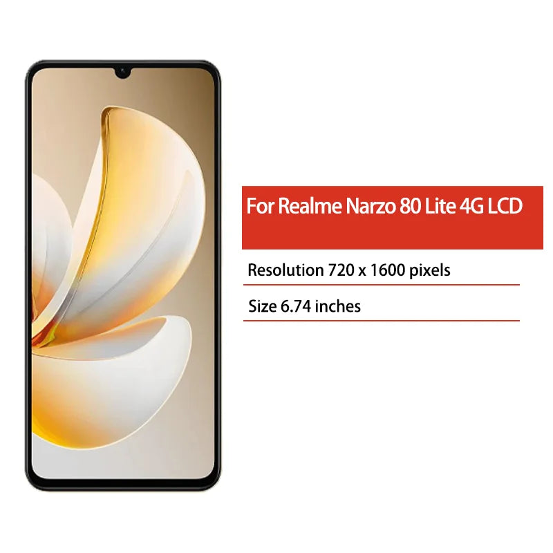 6.74" AAA Quality For Realme Narzo 80 Lite 4G LCD Display Touch Screen Digitizer For Realme Narzo 80Lite 4G LCD Replacement Oppo phone repair parts Realme phone repair parts