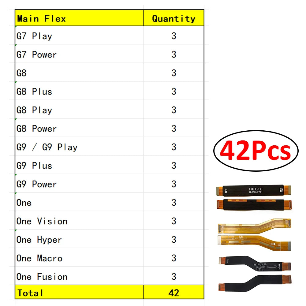 28Pcs，Main Board Mainboard Connector Flex Cable For Motorola Moto G7 G8 G9 Plus Play Power One Hyper Macro Fusion Vision Motorola phone repair parts