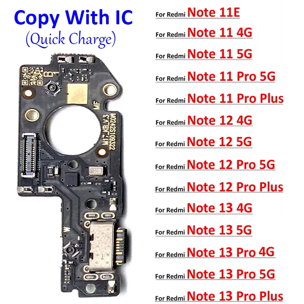New For Xiaomi Redmi Note 11 11E 12 13 Pro Plus 4G 5G USB Charging Port Dock Charger Connector Board Microphone Flex Cable Xiaomi  Xiao mi phone repair parts