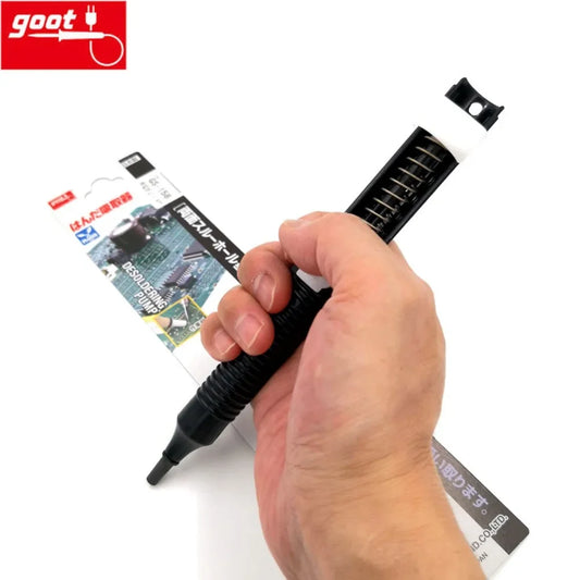 Japan GOOT Suction tin GS-158 Solder Removal Tools Desoldering Pump Light Strong Self-Cleaning Shaft Anti-Static Solder Sucker Professional Repair Tools