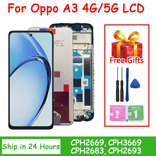 A3 5G CPH2683, CPH2693 Display Screen For Oppo A3 4G CPH2669, CPH3669 LCD Display Touch Screen Digitizer Assembly Oppo phone repair parts Realme phone repair parts