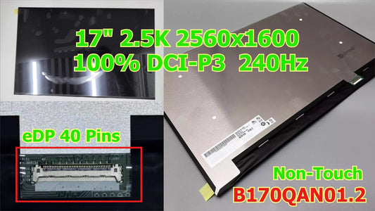 17 Inch 240Hz Laptop LCD Screen B170QAN01.2 Display Matrix Panel 2560x1600 DCI-P3 eDP 40 Pins Non-Touch GE78 2.5k lcd panel MSI laptop repair parts