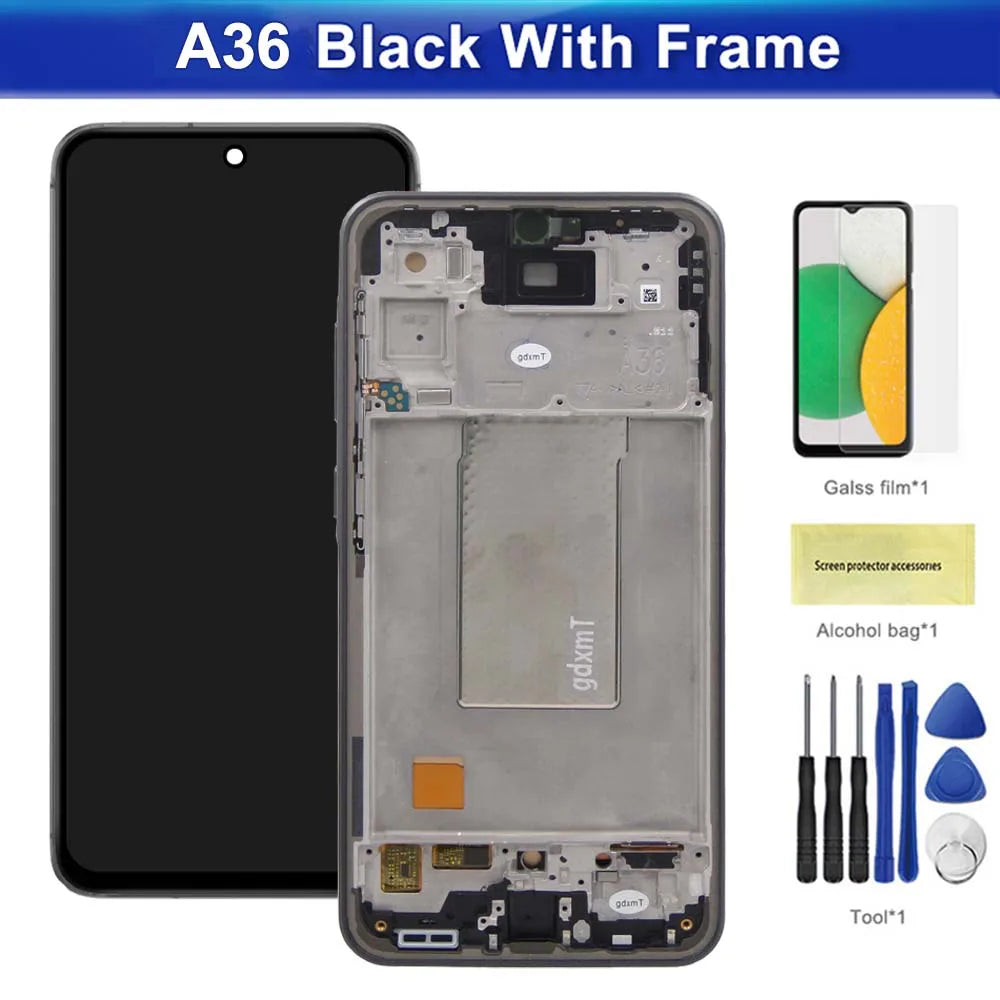 For Samsung A36 5G LCD Display Touch Screen Digitizer with Frame Compatible with SM-A366E, SM-A366B, SSM-A366U Assembly Samsung phone repair parts