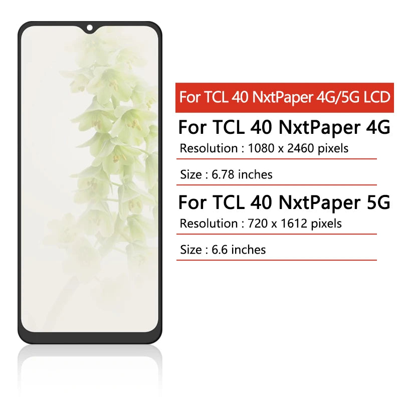 IPS LCD For TCL 40 NxtPaper 4G T612B LCD Display Touch Screen Digitizer Assembly For TCL 40 NxtPaper 5G Display Replacement TCL phone repair parts
