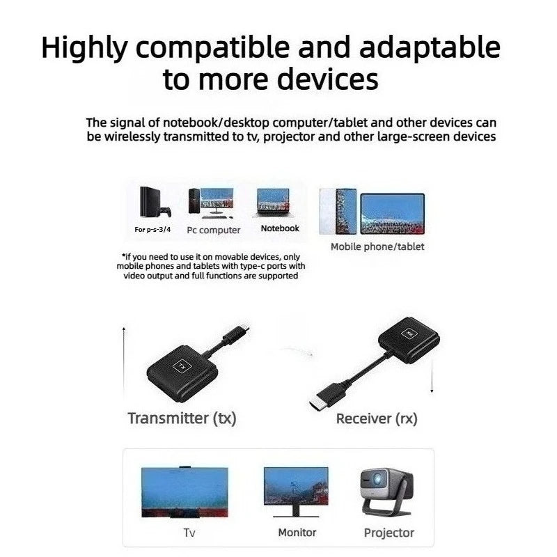 4K 1080P HDMI Wireless point-to-point Transmitter Receiver 50/100/150M Display for laptop phone monitor projector HD same screen Laptop Accessories