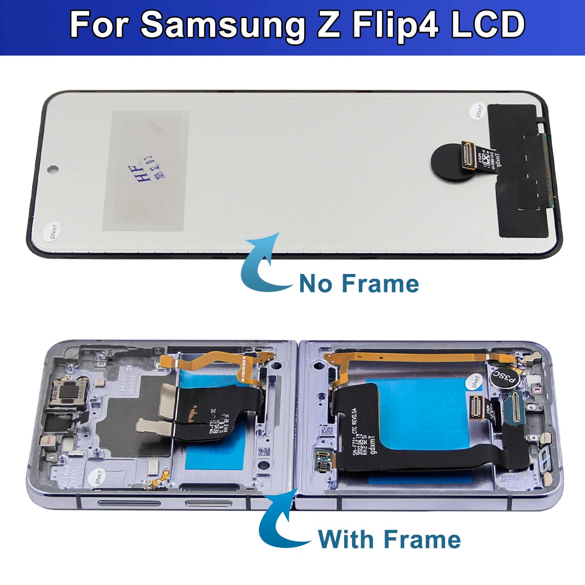 LCD For Samsung Z Flip 4 5G F721 F721B F721W LCD Display With Frame Touch Screen Digitizer Assembly Replacement 100% Tested Samsung phone repair parts