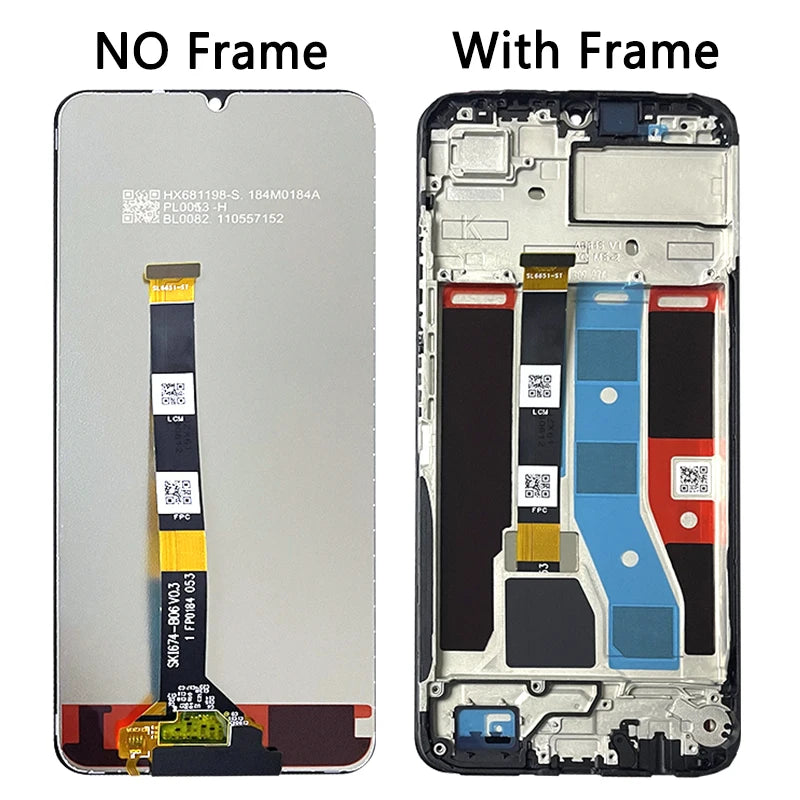 6.74” IPS LCD For Oppo Realme C51 LCD Touch Screen Digitizer Replacement For Realme C51 RMX3830 Display With Frame Oppo phone repair parts Realme phone repair parts