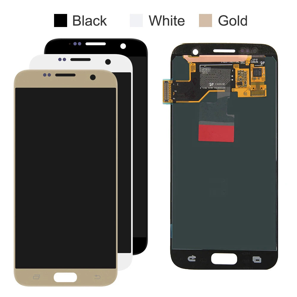 Super AMOLED S7 Display Screen, for Samsung Galaxy S7 G930 G930F G930FD Lcd Display Digital Touch Screen with Frame Replacement Samsung phone repair parts