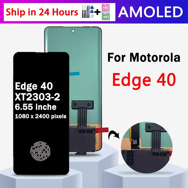 6.55" AMOLED For Motorola Edge 40 LCD XT2303-2 Display Screen Touch Panel Digitizer For Moto Edge40 LCD With Fingerprints Motorola phone repair parts