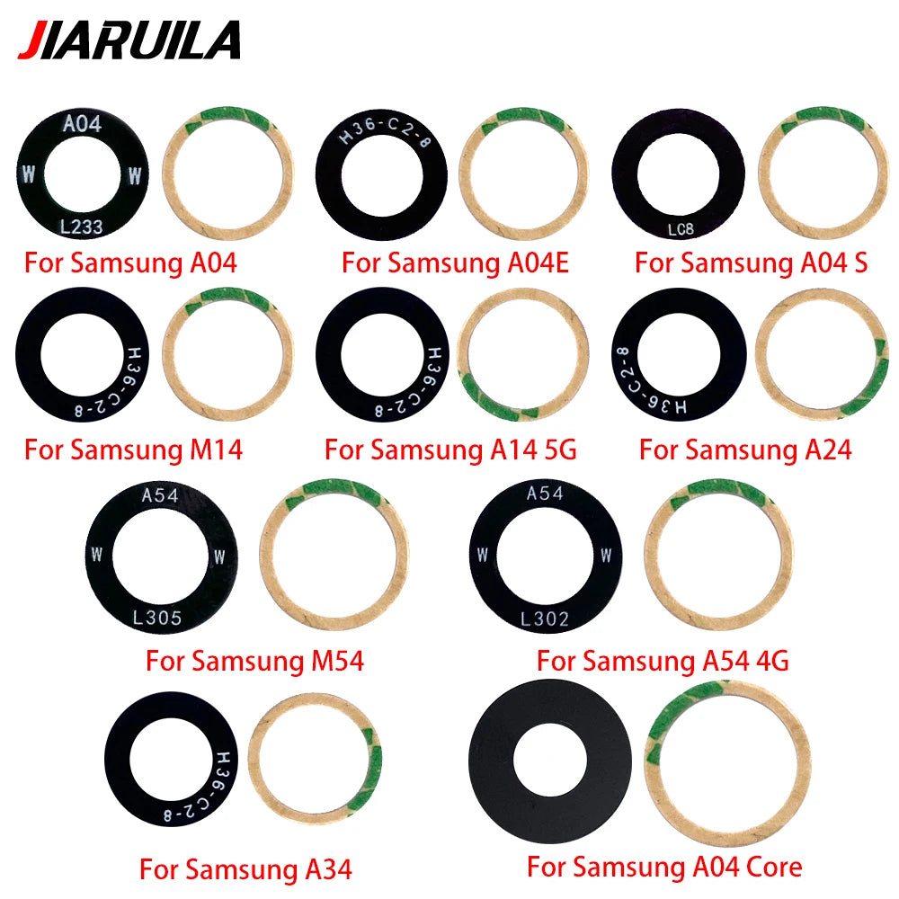 10Pcs/Lot Back Rear Camera Glass Lens For Samsung  A03 A03s A04 Core A04s A04E A14 A24 A34 A54 A13 A23 4G 5G With Adhesive Samsung phone repair parts