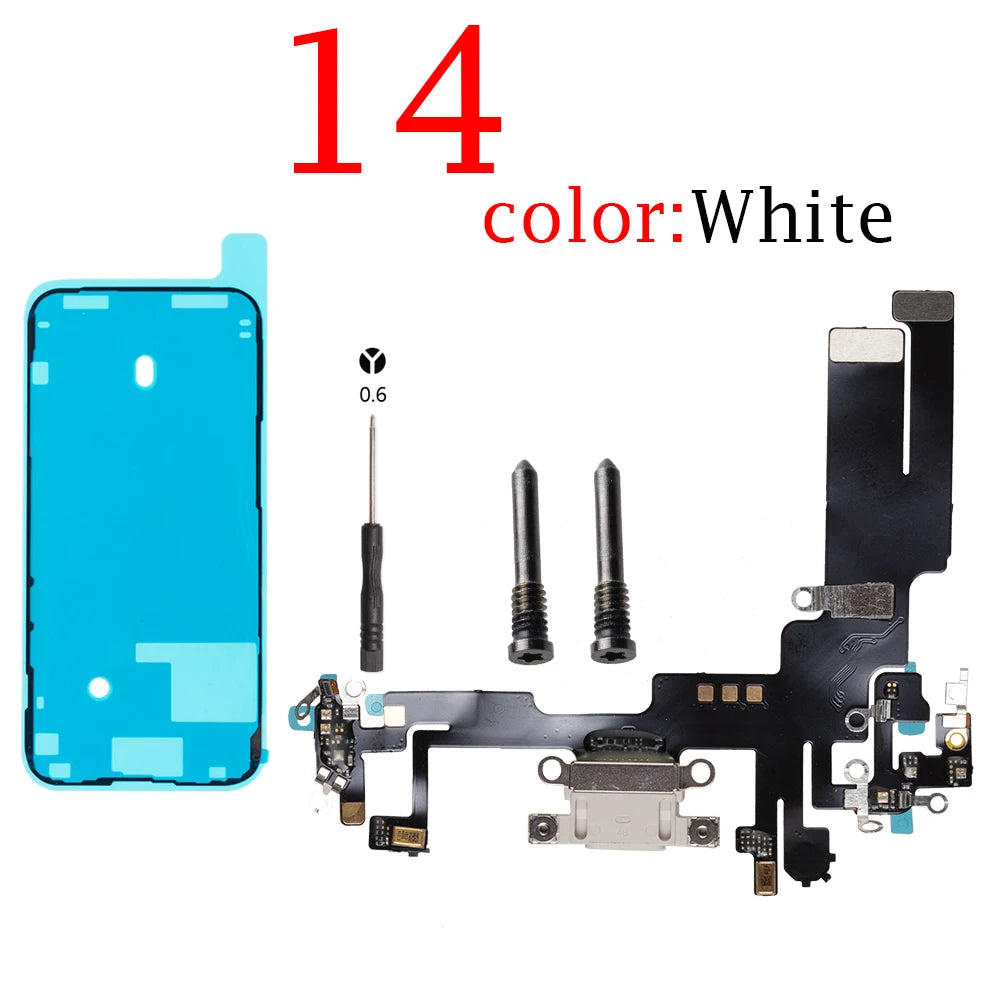 Charging USB Port Flex For iPhone 11 14 Pro Max 12 13Pro Charging Port Dock Connector Flex Cable With MicroPhone Jack Flex Cable iPhone phone repair parts