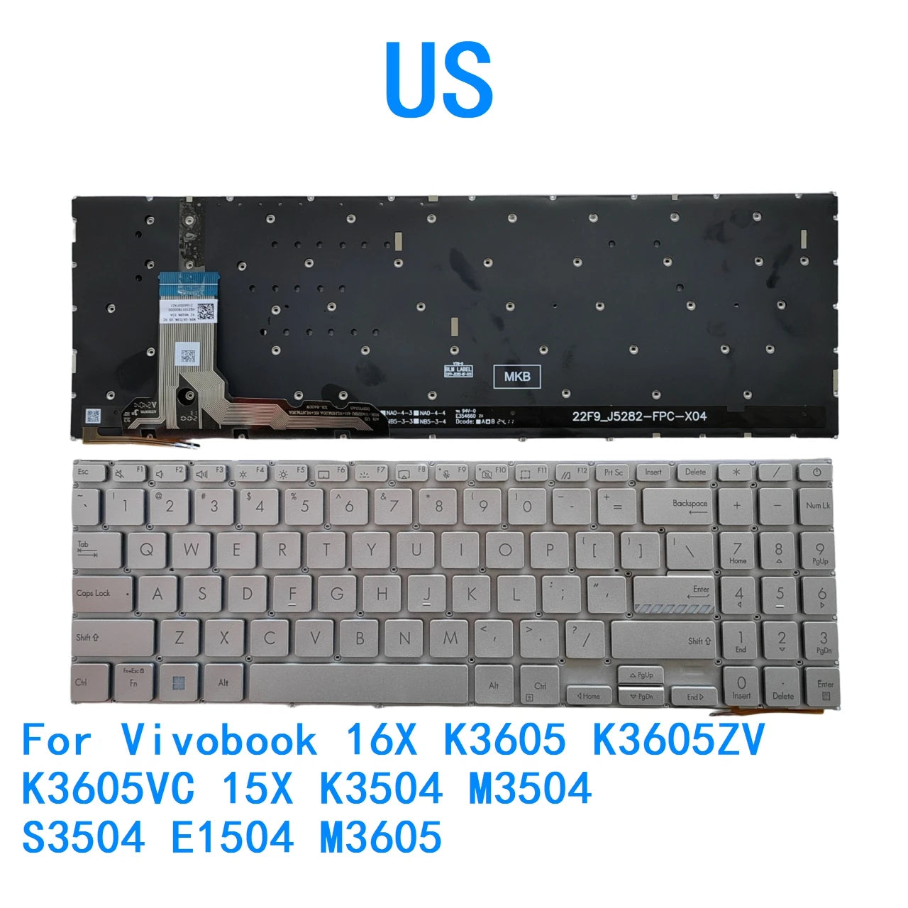 New US Language  Backlit Keyboard For ASUS Vivobook 16X K3605 K3605ZV K3605VC 15X K3504 M3504 S3504 E1504 M3605 ASUS laptop repair parts