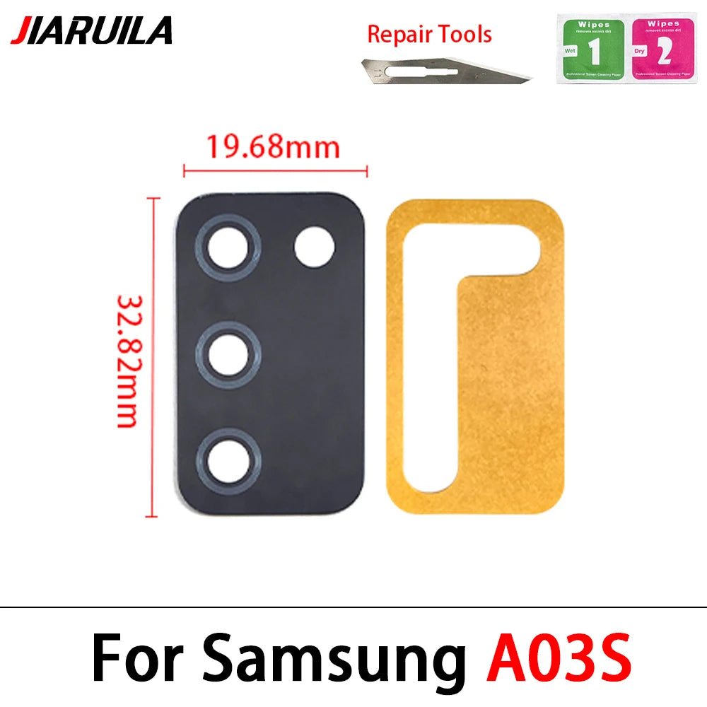 10Pcs/Lot Back Rear Camera Glass Lens For Samsung  A03 A03s A04 Core A04s A04E A14 A24 A34 A54 A13 A23 4G 5G With Adhesive Samsung phone repair parts