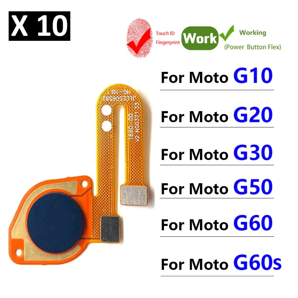 10Pcs/Lot,  Fingerprint Sensor Home Return Key Menu Button Flex Cable For Moto G10 G20 G30 G50 G60 G60s Motorola phone repair parts
