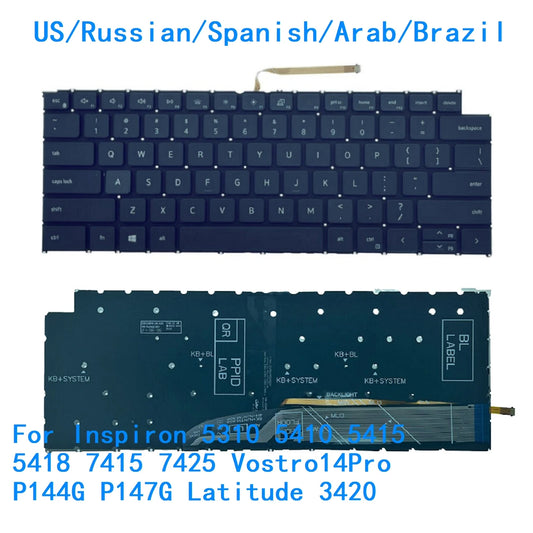 US RU SP AR BR Backlit Keyboard For Dell Inspiron 5310 5410 5415 5418 7415 7425 Vostro14Pro P144G P147G Latitude 3420Dell laptop repair parts