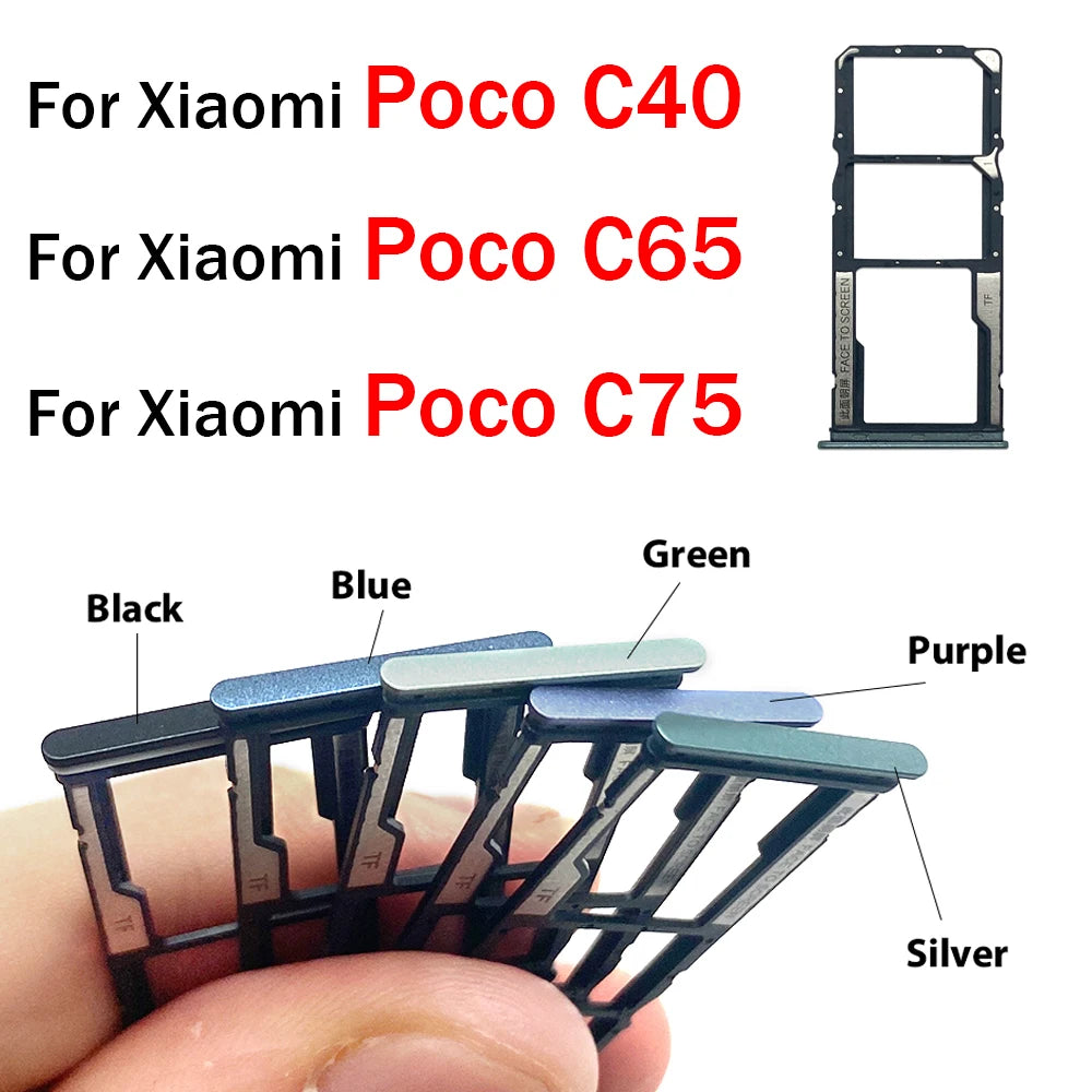 New SIM Card Slot SD Card Tray Holder Adapter For Xiaomi Poco C40 C65 C75 Repair Parts  Xiaomi  Xiao mi phone repair parts