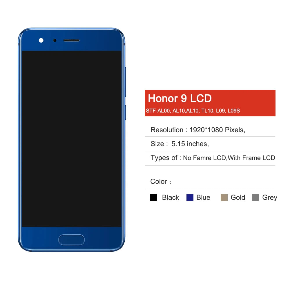 5.15'' Display Screen for Honor 9 Lcd Display Touch Screen Digitizer Assembly for Honor9 STF-AL10 STF-AL00 Replacement Honor phone repair parts