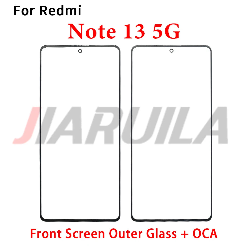 New Screen Front Outer Glass + OCA For Xiaomi Redmi Note 10 10s 11 11s 12 12s 13 Pro Plus 4G 5G Screen Touch Panel Glass Xiaomi  Xiao mi phone repair parts