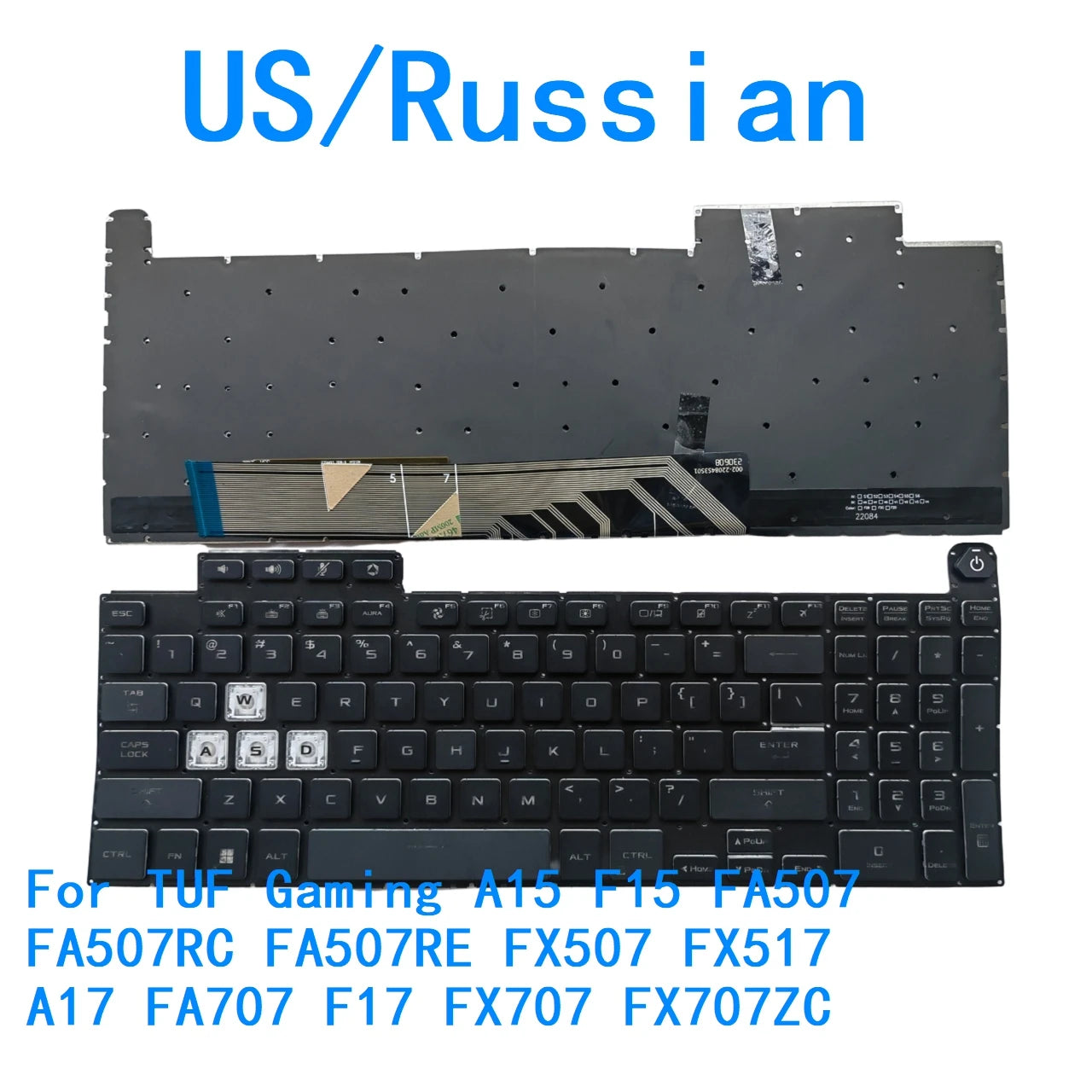 New US Russian Language  RGB Keyboard For ASUS TUF Gaming A15 F15 FA507 FA507RC FA507RE FX507 FX517 A17 FA707 F17 FX707 FX707ZC ASUS laptop repair parts